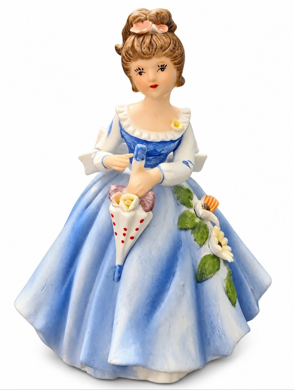 Damina Porcelain Southern Belle Figurine with Parasol Umbrella